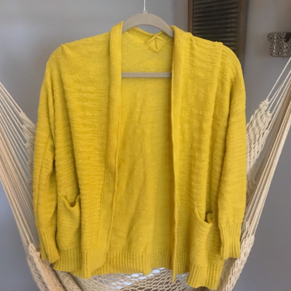ANTHROPOLOGIE Yellow Knit Cardigan